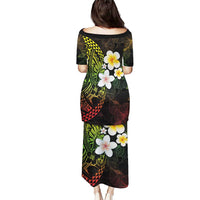 Hawaiian Hibiscus and Plumeria Polynesian Tribal Tattoo Puletasi Reggae Color