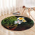 Hawaiian Hibiscus and Plumeria Polynesian Tribal Tattoo Round Carpet Reggae Color