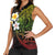 Hawaiian Hibiscus and Plumeria Polynesian Tribal Tattoo Women Sleeveless Polo Shirt Reggae Color