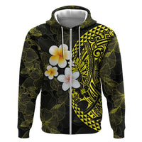 Hawaiian Hibiscus and Plumeria Polynesian Tribal Tattoo Hoodie Yellow Color