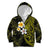Hawaiian Hibiscus and Plumeria Polynesian Tribal Tattoo Kid Hoodie Yellow Color