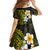 Hawaiian Hibiscus and Plumeria Polynesian Tribal Tattoo Kid Short Sleeve Dress Yellow Color