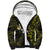 Hawaiian Hibiscus and Plumeria Polynesian Tribal Tattoo Sherpa Hoodie Yellow Color