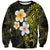 Hawaiian Hibiscus and Plumeria Polynesian Tribal Tattoo Sweatshirt Yellow Color