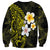 Hawaiian Hibiscus and Plumeria Polynesian Tribal Tattoo Sweatshirt Yellow Color