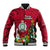 Niue Christmas Baseball Jacket Coat of Arms and Polynesian Tattoo Xmas Element Christmas Red Vibe LT03 Unisex Red - Polynesian Pride