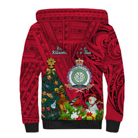 Niue Christmas Sherpa Hoodie Coat of Arms and Polynesian Tattoo Xmas Element Christmas Red Vibe LT03 - Polynesian Pride