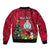 Personalised Niue Christmas Bomber Jacket Coat of Arms and Polynesian Tattoo Xmas Element Christmas Red Vibe LT03 - Polynesian Pride