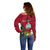Personalised Niue Christmas Off Shoulder Sweater Coat of Arms and Polynesian Tattoo Xmas Element Christmas Red Vibe LT03 - Polynesian Pride