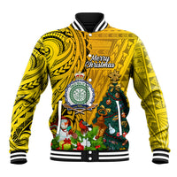 Niue Christmas Baseball Jacket Coat of Arms and Polynesian Tattoo Xmas Element Christmas Yellow Vibe LT03 Unisex Yellow - Polynesian Pride