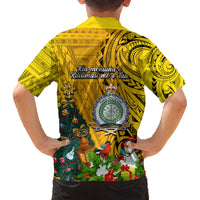 Niue Christmas Family Matching Puletasi Dress and Hawaiian Shirt Coat of Arms and Polynesian Tattoo Xmas Element Christmas Yellow Vibe LT03 - Polynesian Pride