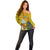 Niue Christmas Off Shoulder Sweater Coat of Arms and Polynesian Tattoo Xmas Element Christmas Yellow Vibe LT03 - Polynesian Pride