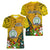 Niue Christmas Women V Neck T Shirt Coat of Arms and Polynesian Tattoo Xmas Element Christmas Yellow Vibe LT03 - Polynesian Pride