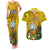 Personalised Niue Christmas Couples Matching Tank Maxi Dress and Hawaiian Shirt Coat of Arms and Polynesian Tattoo Xmas Element Christmas Yellow Vibe LT03 Yellow - Polynesian Pride