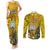 Personalised Niue Christmas Couples Matching Tank Maxi Dress and Long Sleeve Button Shirt Coat of Arms and Polynesian Tattoo Xmas Element Christmas Yellow Vibe LT03 Yellow - Polynesian Pride