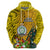 Personalised Niue Christmas Hoodie Coat of Arms and Polynesian Tattoo Xmas Element Christmas Yellow Vibe LT03 - Polynesian Pride