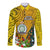 Personalised Niue Christmas Long Sleeve Button Shirt Coat of Arms and Polynesian Tattoo Xmas Element Christmas Yellow Vibe LT03 Unisex Yellow - Polynesian Pride
