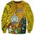 Personalised Niue Christmas Sweatshirt Coat of Arms and Polynesian Tattoo Xmas Element Christmas Yellow Vibe LT03 Unisex Yellow - Polynesian Pride