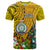 Personalised Niue Christmas T Shirt Coat of Arms and Polynesian Tattoo Xmas Element Christmas Yellow Vibe LT03 Yellow - Polynesian Pride