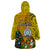 Personalised Niue Christmas Wearable Blanket Hoodie Coat of Arms and Polynesian Tattoo Xmas Element Christmas Yellow Vibe LT03 - Polynesian Pride