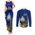 Personalised Niue Christmas Couples Matching Tank Maxi Dress and Long Sleeve Button Shirt Coat of Arms and Polynesian Tattoo Xmas Element Christmas Blue Vibe LT03 Blue - Polynesian Pride