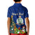 Personalised Niue Christmas Kid Polo Shirt Coat of Arms and Polynesian Tattoo Xmas Element Christmas Blue Vibe LT03 - Polynesian Pride