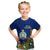 Personalised Niue Christmas Kid T Shirt Coat of Arms and Polynesian Tattoo Xmas Element Christmas Blue Vibe LT03 Blue - Polynesian Pride
