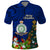 Personalised Niue Christmas Polo Shirt Coat of Arms and Polynesian Tattoo Xmas Element Christmas Blue Vibe LT03 Blue - Polynesian Pride