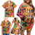 Hawaiian Honolulu Festival Family Matching Off Shoulder Short Dress and Hawaiian Shirt Hawaiian Identity - Hula Dancer and Ukulele Tropical Plants Style