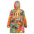 Hawaiian Honolulu Festival Wearable Blanket Hoodie Hawaiian Identity - Hula Dancer and Ukulele Tropical Plants Style