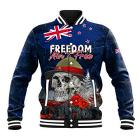 New Zealand ANZAC Day Baseball Jacket Freedom Ain't Free LT05 Unisex Blue - Polynesian Pride