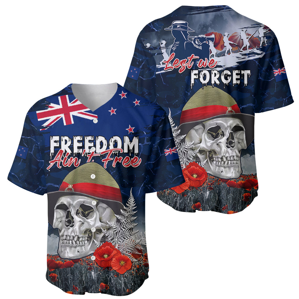 New Zealand ANZAC Day Baseball Jersey Freedom Ain't Free LT05 - Polynesian Pride