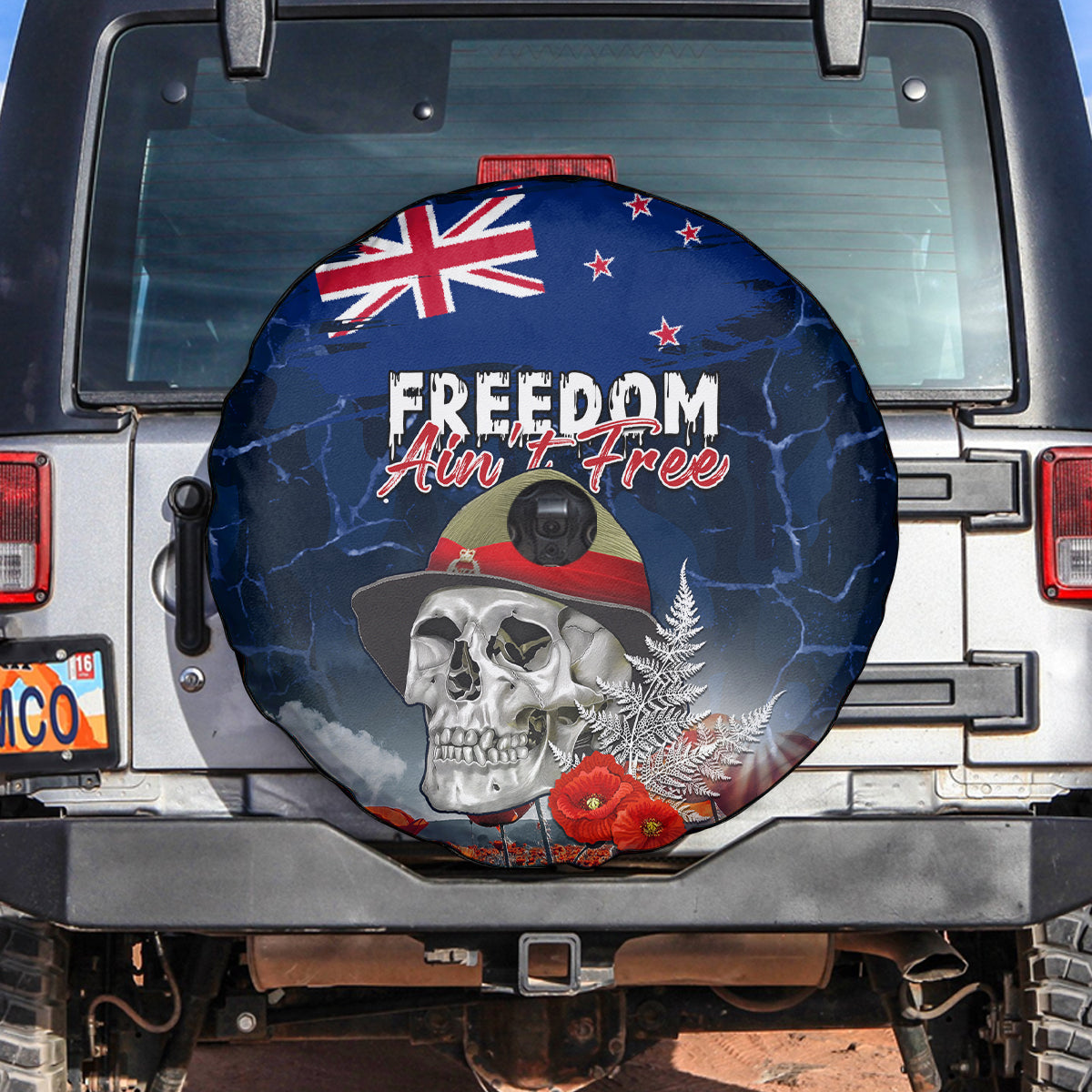 New Zealand ANZAC Day Spare Tire Cover Freedom Ain't Free