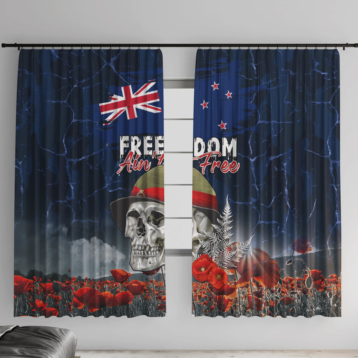 New Zealand ANZAC Day Window Curtain Freedom Ain't Free