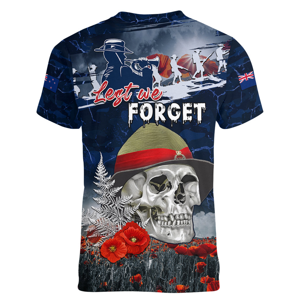 New Zealand ANZAC Day Women V Neck T Shirt Freedom Ain't Free LT05 - Polynesian Pride