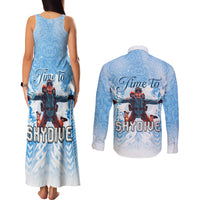 New Zealand Sky Diving Couples Matching Tank Maxi Dress and Long Sleeve Button Shirt Lets Get High