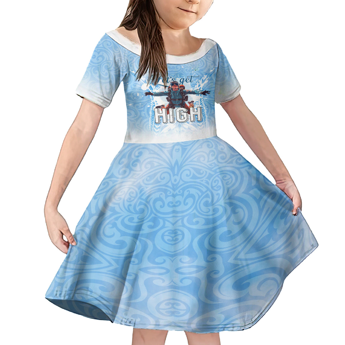 New Zealand Sky Diving Family Matching Off Shoulder Short Dress and Hawaiian Shirt Lets Get High