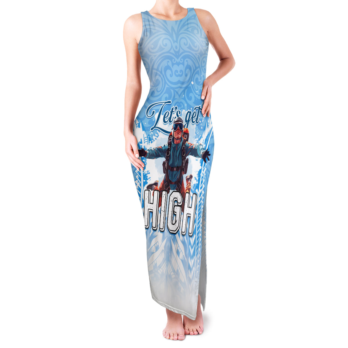 New Zealand Sky Diving Family Matching Tank Maxi Dress and Hawaiian Shirt Lets Get High