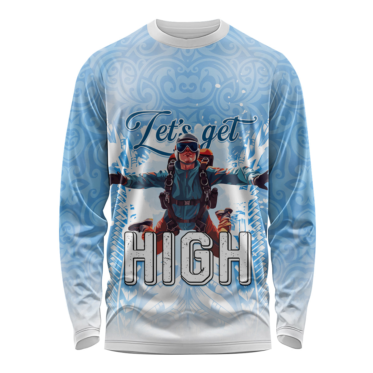 New Zealand Sky Diving Long Sleeve Shirt Lets Get High LT05 Unisex Blue - Polynesian Pride