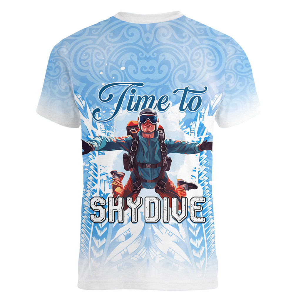 New Zealand Sky Diving Women V-Neck T-Shirt Lets Get High