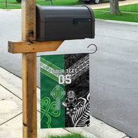 New Zealand And Ireland Rugby Custom Garden Flag Maori Tiki With Shamrock