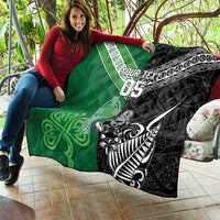 New Zealand And Ireland Rugby Custom Quilt Maori Tiki With Shamrock