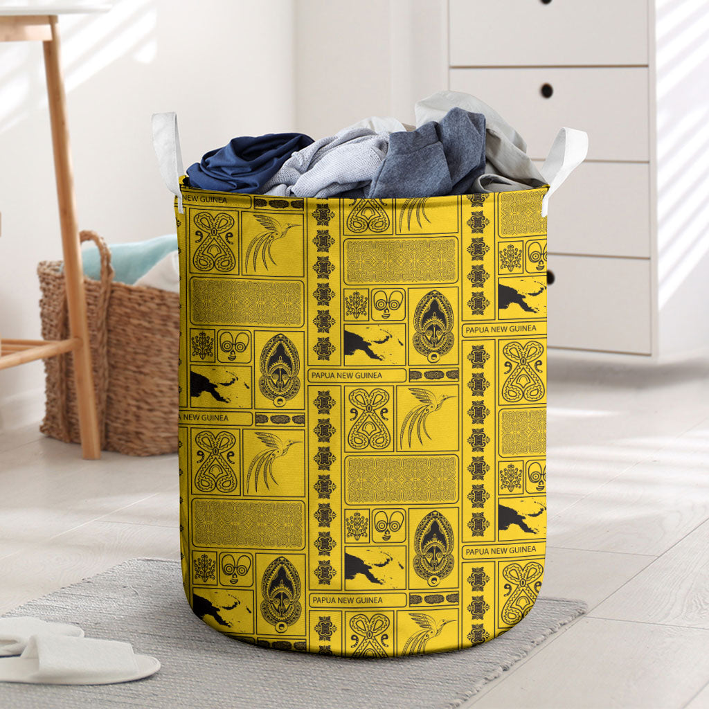 Papua New Guinea Heritage Motif Laundry Basket Yellow Version LT05 Yellow - Polynesian Pride