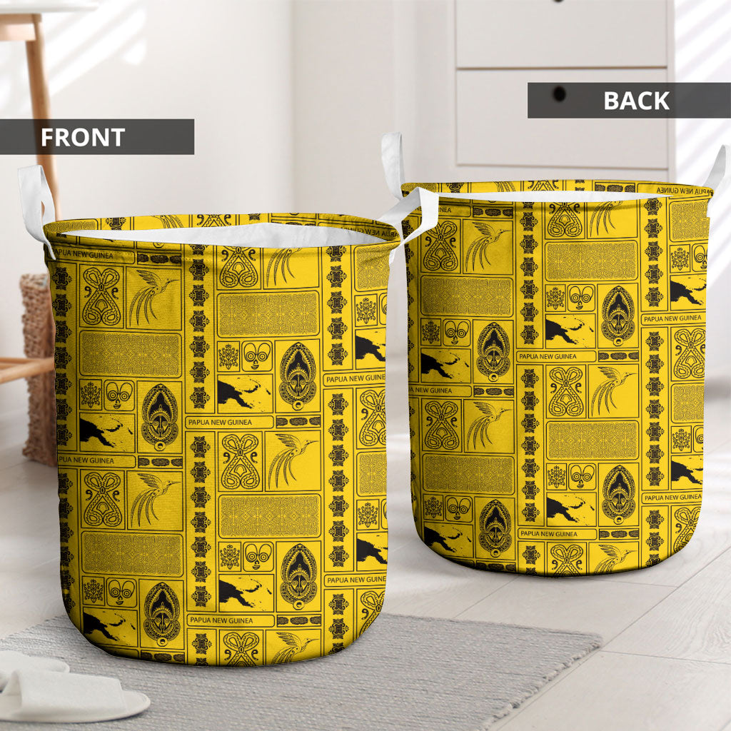 Papua New Guinea Heritage Motif Laundry Basket Yellow Version