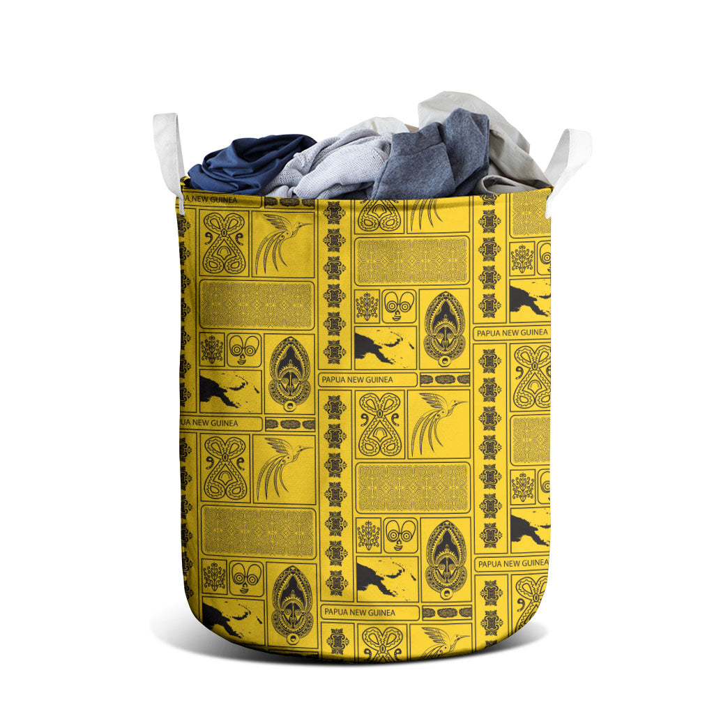 Papua New Guinea Heritage Motif Laundry Basket Yellow Version