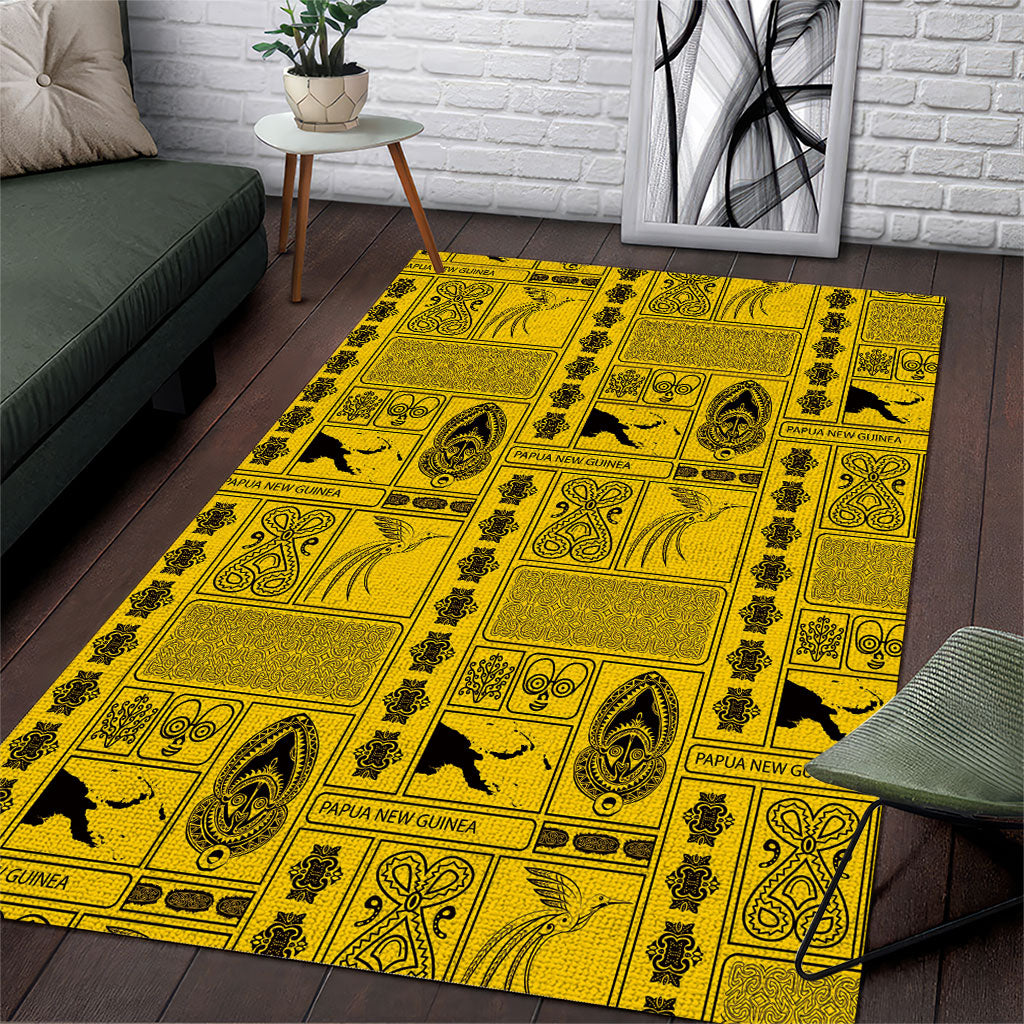 Papua New Guinea Heritage Motif Area Rug Yellow Version