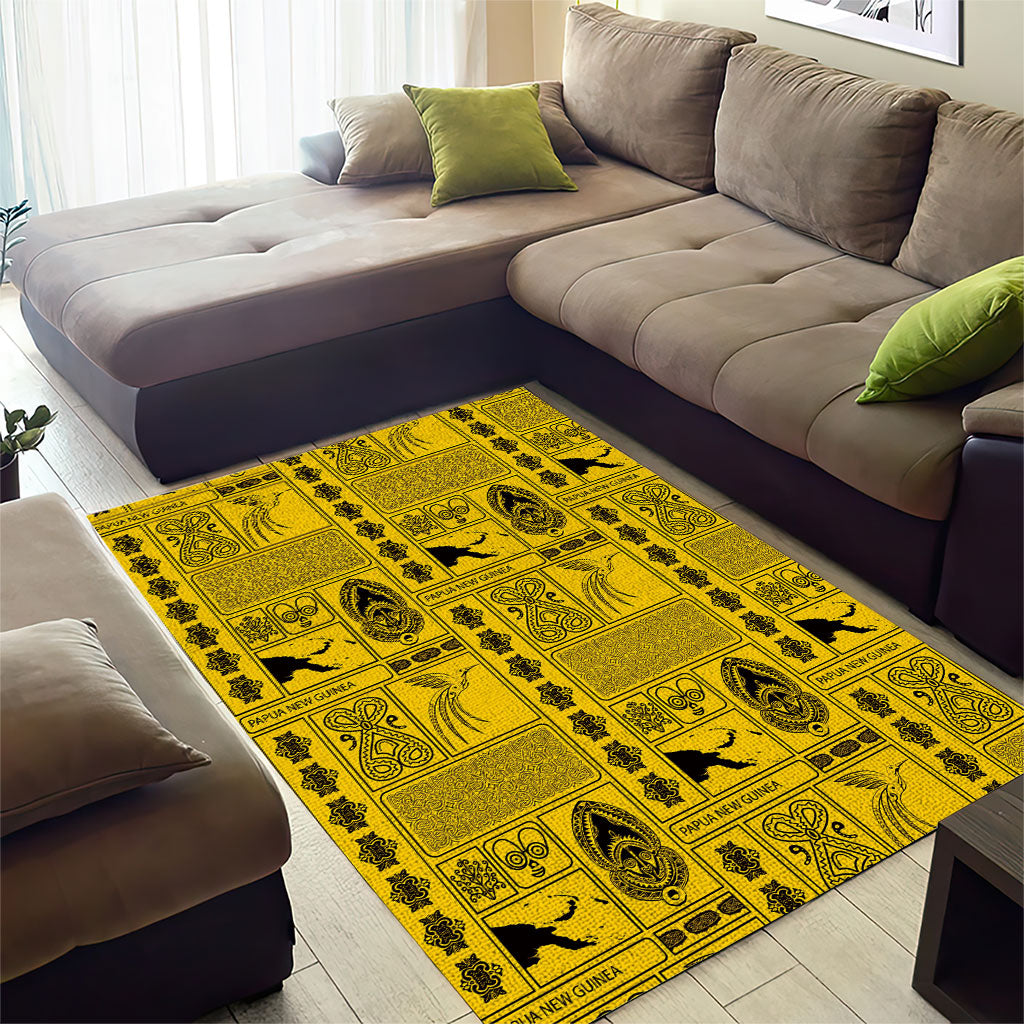 Papua New Guinea Heritage Motif Area Rug Yellow Version
