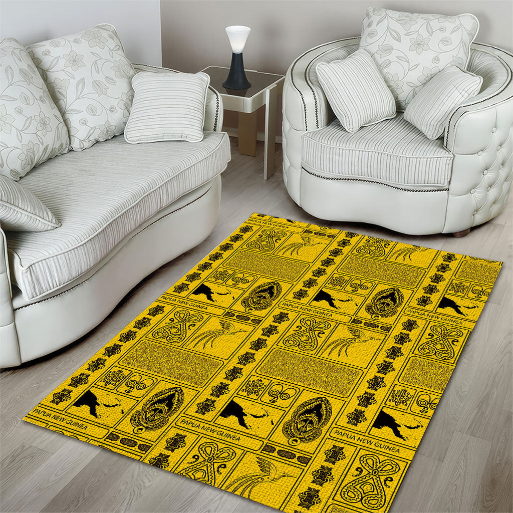 Papua New Guinea Heritage Motif Area Rug Yellow Version