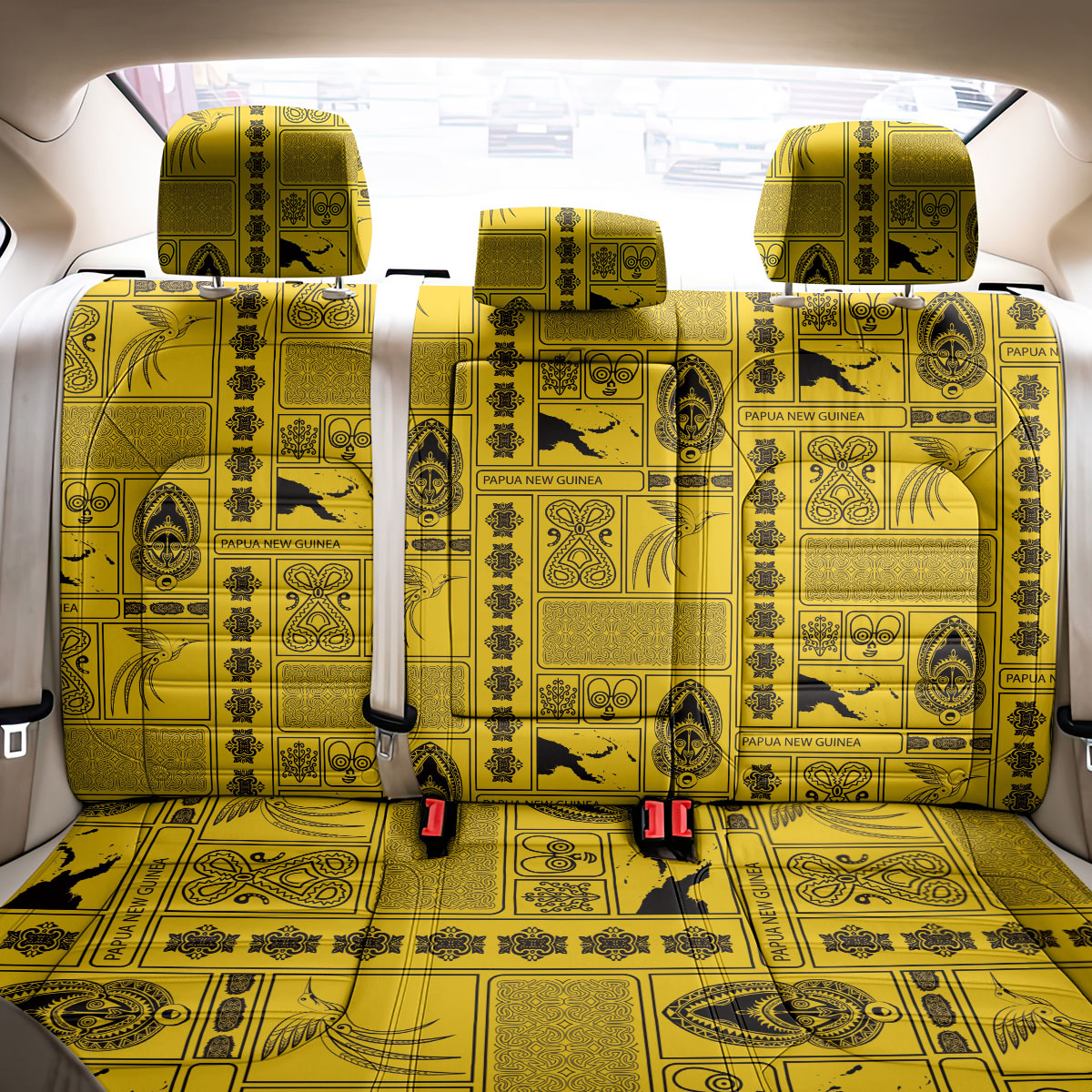 Papua New Guinea Heritage Motif Back Car Seat Cover Yellow Version