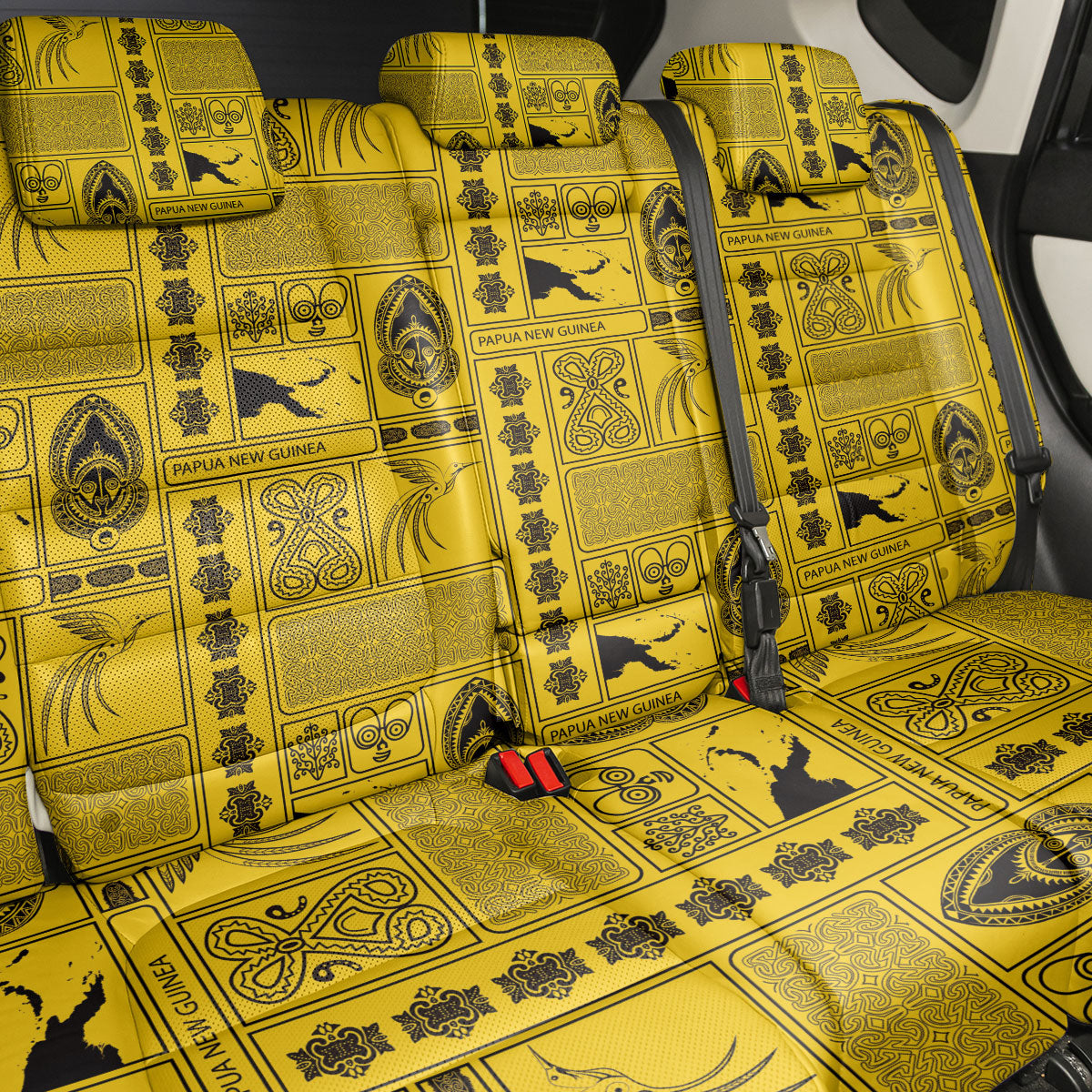 Papua New Guinea Heritage Motif Back Car Seat Cover Yellow Version